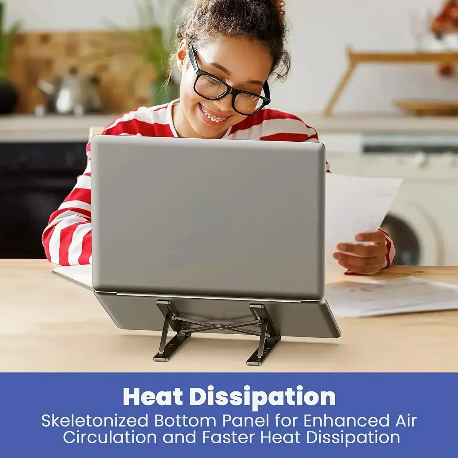 ​ ​ حامل كمبيوتر محمول محمول - حامل ألومنيوم قابل للطي لجهاز MacBook Air/Pro Xiaomi مقاس 10-15.6 بوصة ​ ​