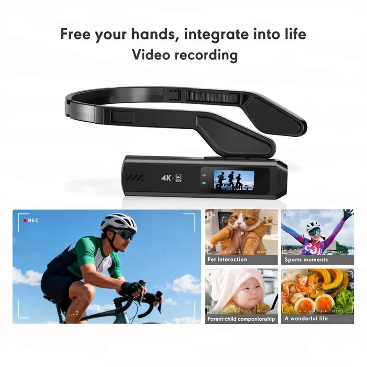 goodidea 4K Action Camera Head Mounted Camera with Image Stabilization for Outdoor First Person Video Recording Camera Vlog