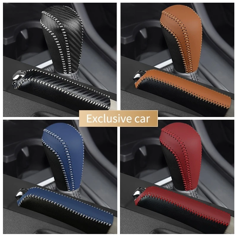 AT Leather Gear Lever Cover Handbrake Cover for 2013-2020 Mazda 3 2014-2020 6 2015-2021 CX-5 2017-2021 CX-3 2019-2021 CX-8
