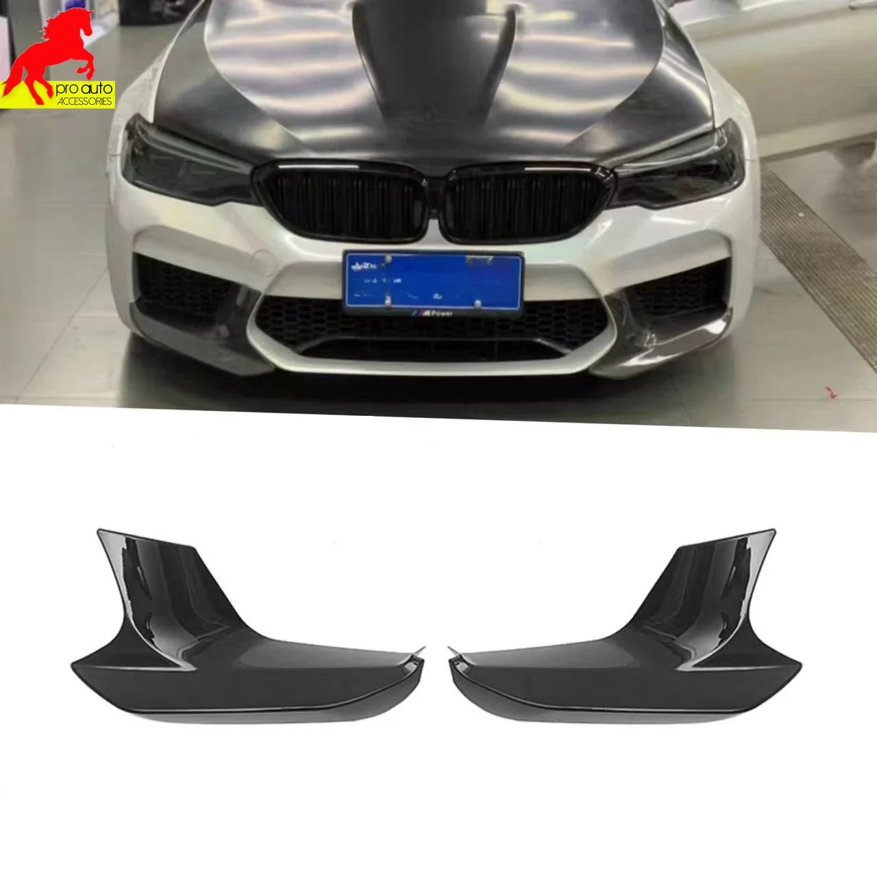 

2 PCS Car Stickers Canards Front Bumper for BMW Real M5 F90 MP Style 2017-2020 Body Kits Trim Cover Splitter Styling
