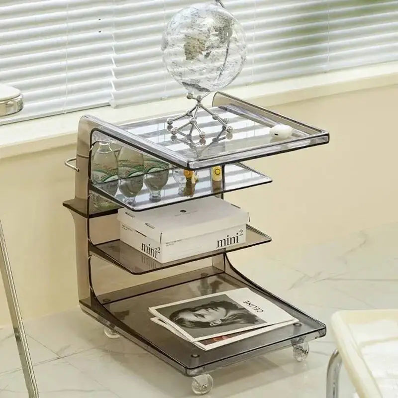 طاولة جانبية أكريليك فاخرة خفيفة بجانب السرير، تخزين متنقل، طاولات قهوة لتناول الطعام، أثاث غرفة المعيشة الإبداعي للفندق #3