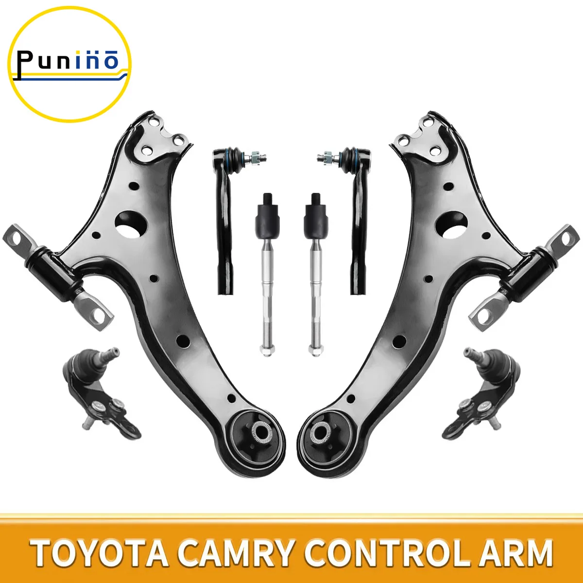 

Punino 8pcs Steering Suspension Kit Control Arms Ball Joints Outer Tie Rods Sway Bar Links for Toyota Camry Avalon 2005-2012