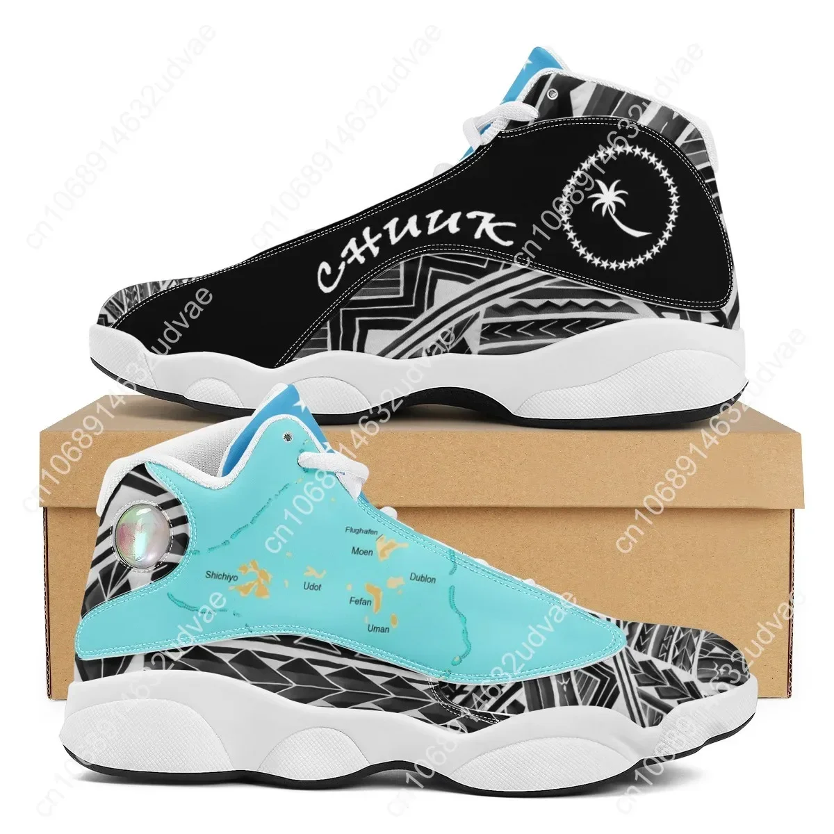 Zapatillas de correr de estilo Tribal para hombre, zapatos deportivos de baloncesto con logotipo de equipo, pelota personalizada, Polinesia azul, novedad de 2021