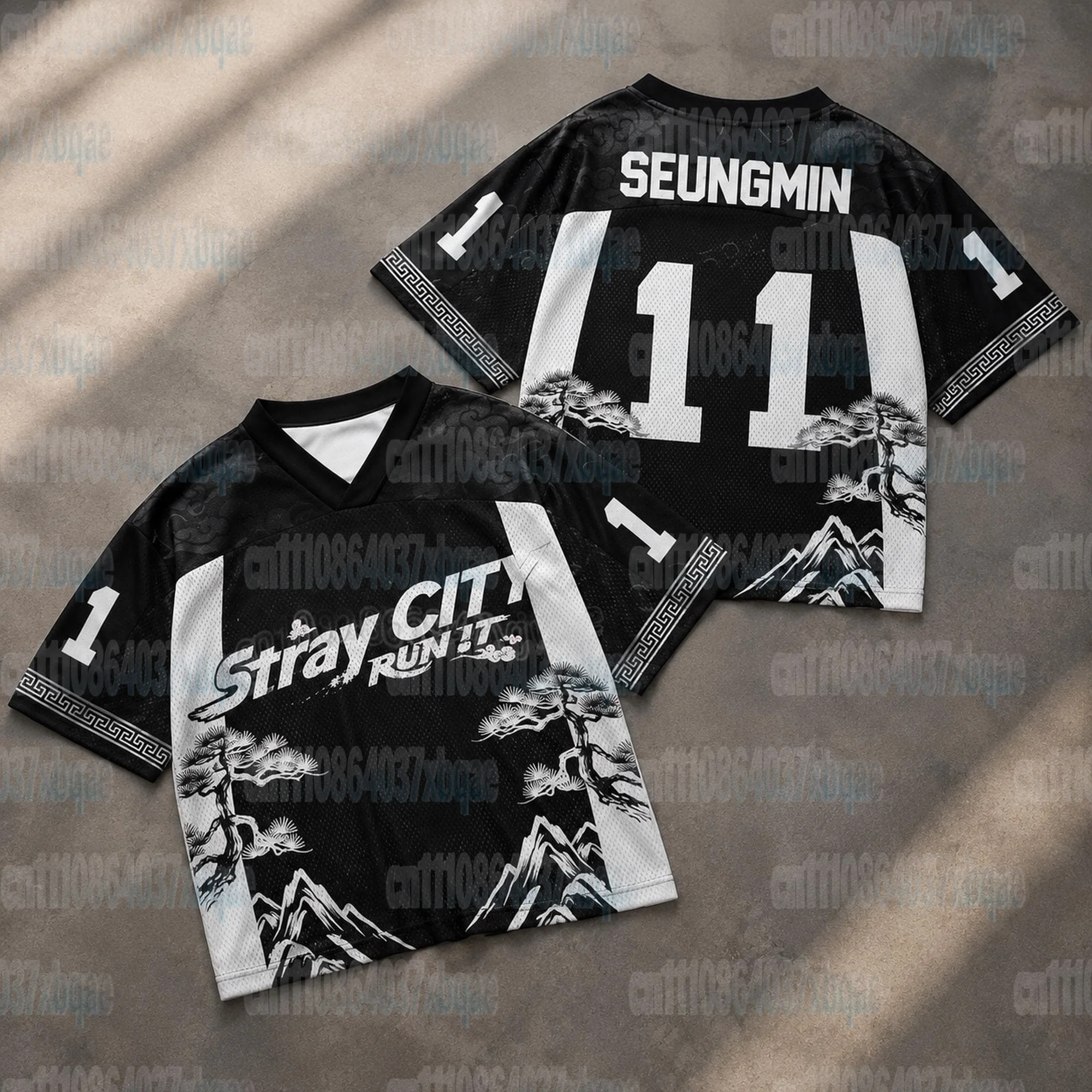 Stray City Felix 01 V-Ausschnitt Sporttrikot Kurzarm Unisex Oversized Kpop Fan Streetwear Konzert Casual Top FamilyMatching – Detail 6