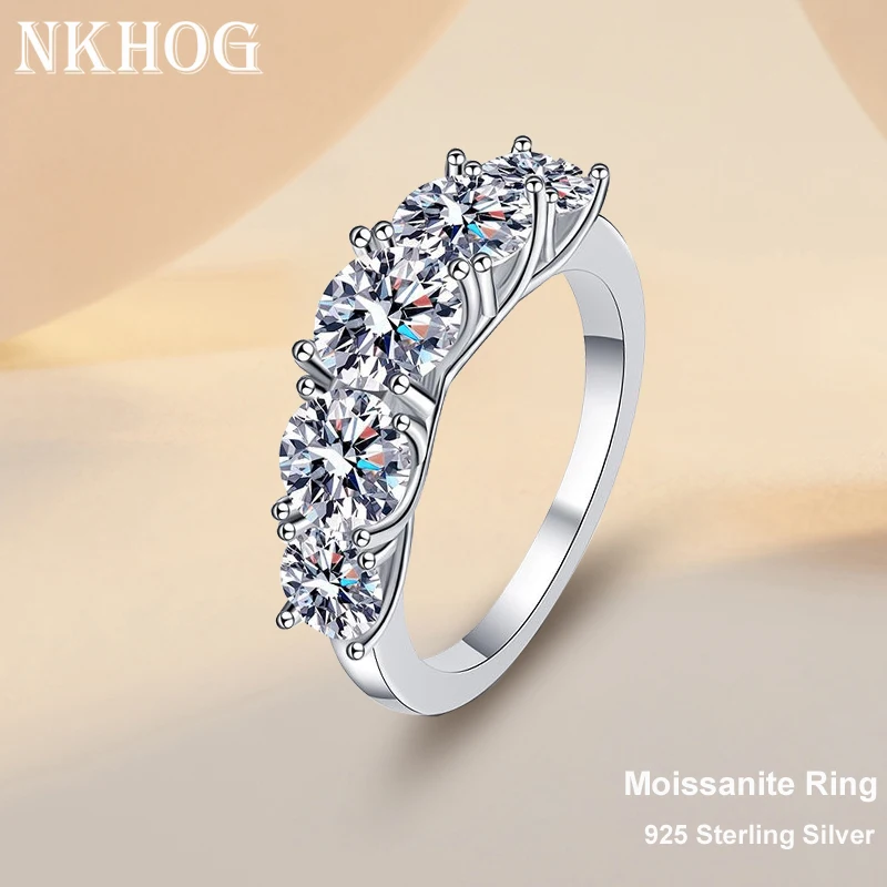 NKHOG 925 Sterling Silver Moissanite Rings For Women 3.6ct D Color VVS1 Diamond Band Engagement Wedding Fine Jewely With GRA