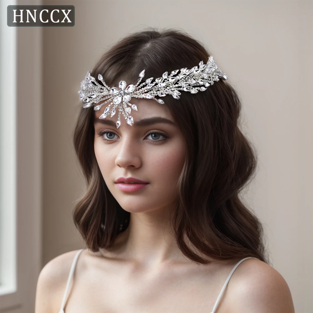 

HNCCX Elegant Woman Rhinestone Crystal Forehead Headband For Women Wedding Party Hair Jewelry Set Bridal Headdress CP542