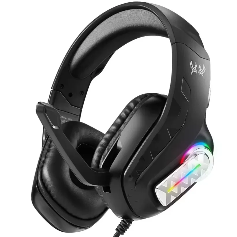 Universal Wired Gaming Headset 3.5mm 40mm Stereo RGB Gradient Light Mic for PS5 PC Xbox Mobile Tablet Cross Platform Compatible