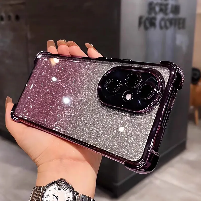 Shockproof Phone Case For Honor 200 Case Silicone Glitter Cover For Honor 200 pro X9 90 Lite 50 SE 70 X60i Bling Case Honor200