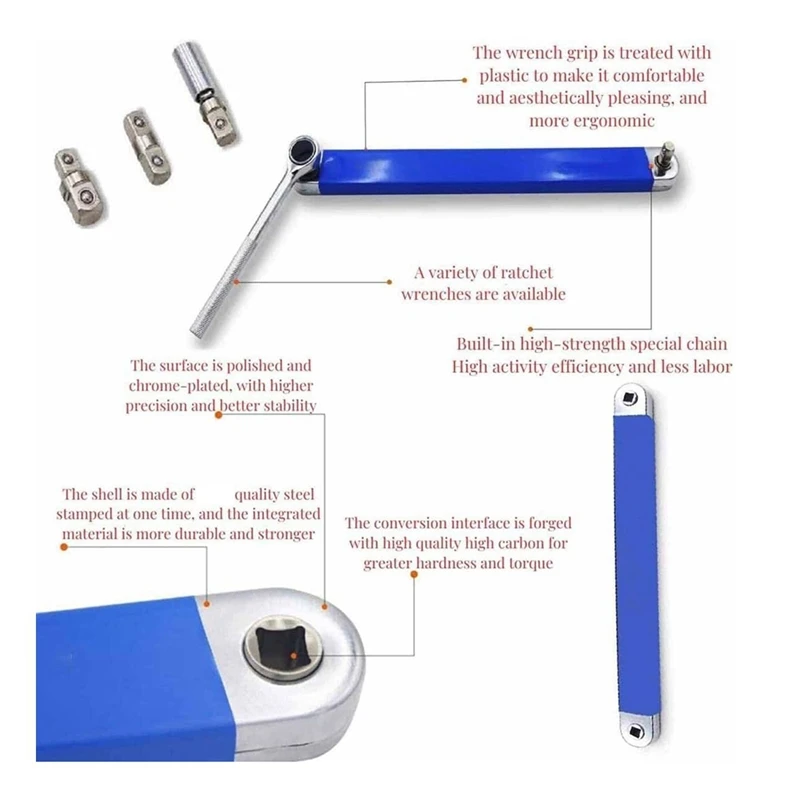 Offset Extension Wrench, 15Inch Metal Carbon Steel Offset Impact-Ready Socket Wrench Tool