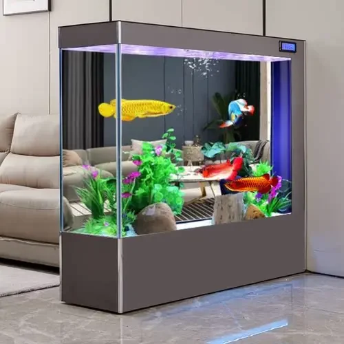 

New Super White Glass Aquarium Home Living Room Screen Change Water Ecological Fish Globe Side Filter