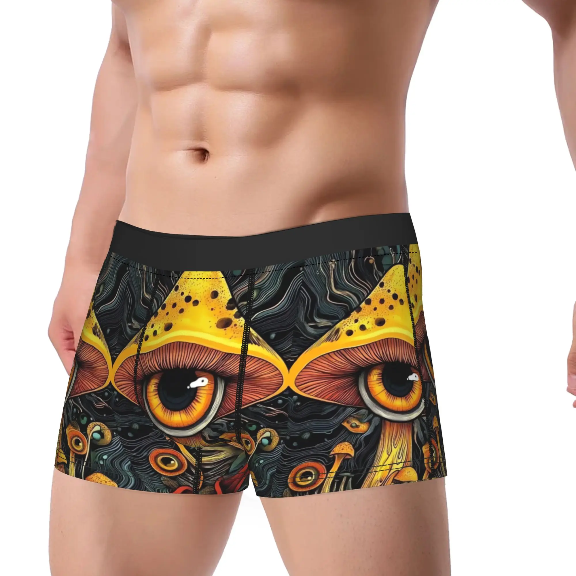 Trippy Magic Mushroom Underwear  Men Underpants Printed Novelty Boxershorts Quality Boxer Brief Plus Size 2XL