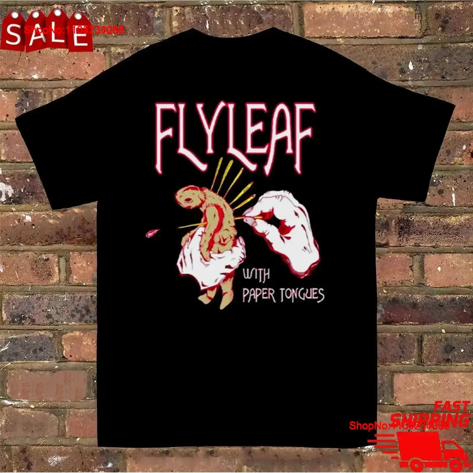 

Винтажная футболка Flyleaf с бумажным языком, размер S 5XL LT312, стираная модная дизайнерская одежда, дышащая, слегка винтажная, стираная