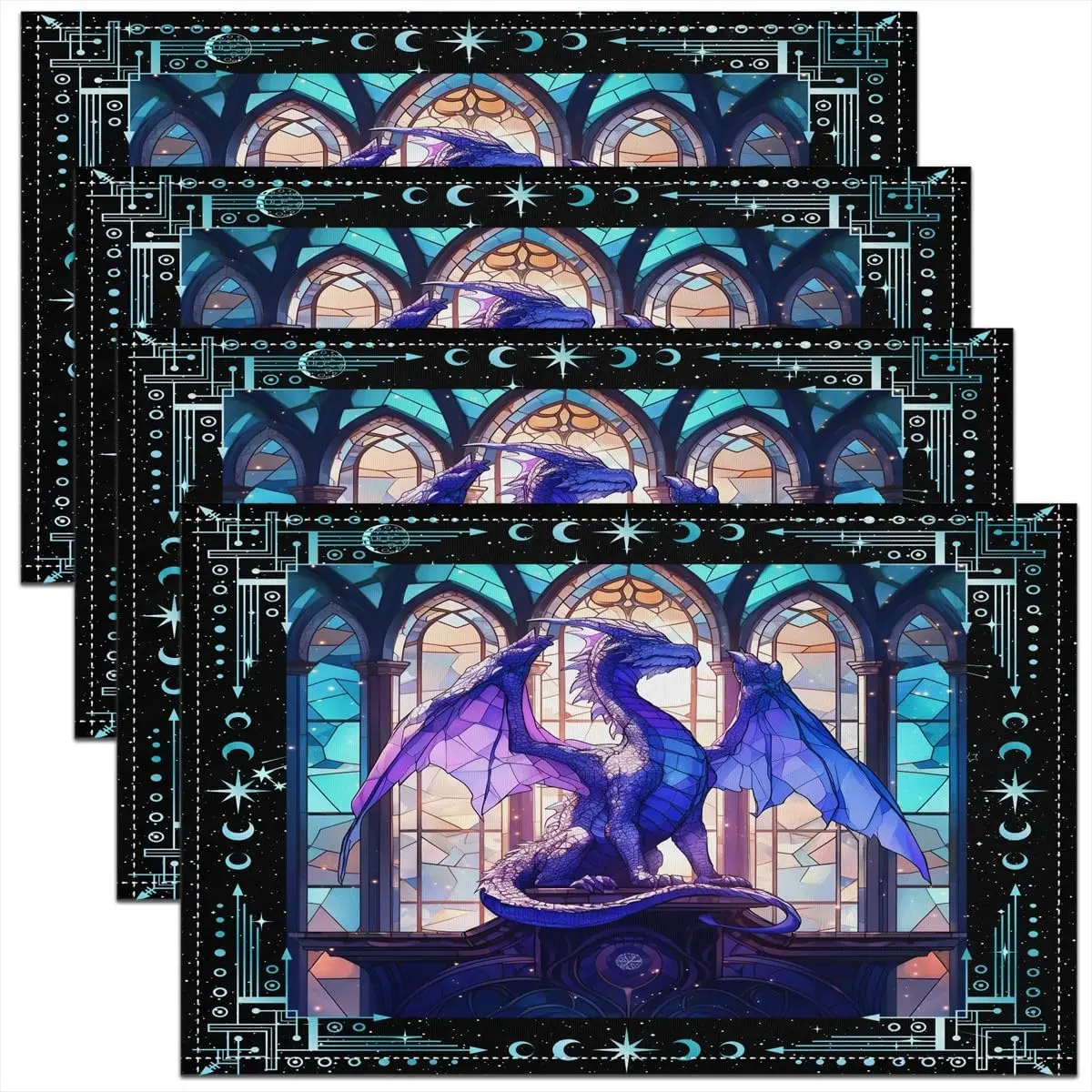 

Dragon Placemats Set of 4 18"x12" Dragon Stuff Placemat for Kitchen Dining Table Decor Indoor Outdoor Modern Table Place Mats