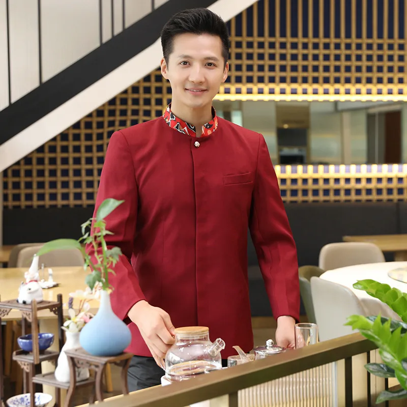 Hotelowe uniformy robocze jesień zima damskie restauracja hot pot restauracja BBQ herbaciarnia chiński styl kelner długi rękaw unisex