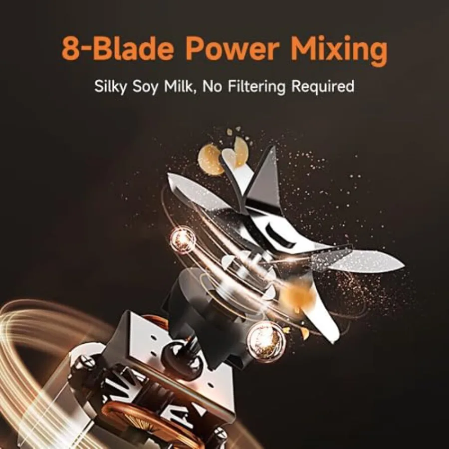 خلاط طهي JD-J03 مع درع عازل للصوت لمزج البارد الساخن وخالي من الفلتر وعصير حليب الصويا 8 سرعات وتحكم في درجة الحرارة #5
