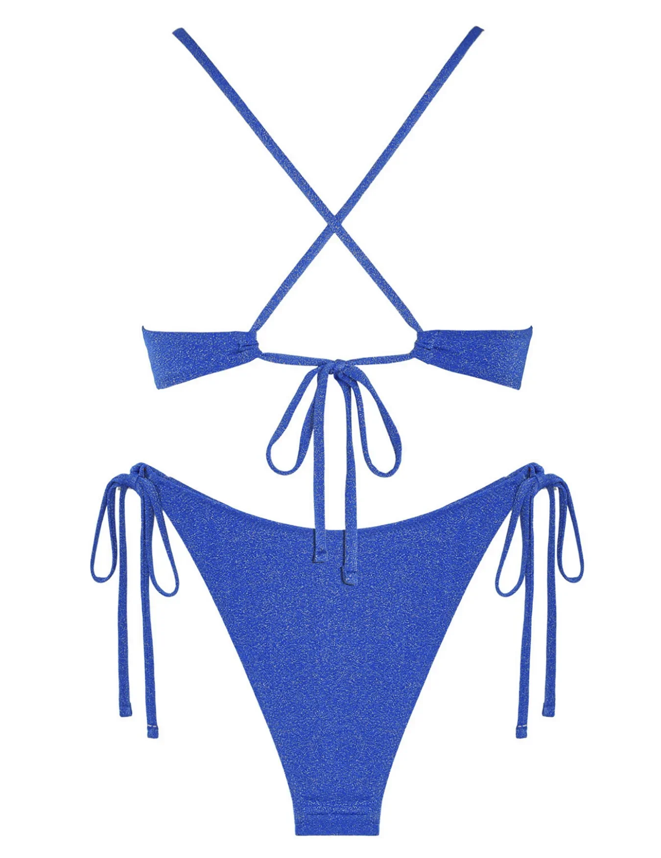 ZAFUL blue glitter underwire bikini set cross strap swimsuit female sexy plain two-piece feminine tankini Women's Swimwear 2025