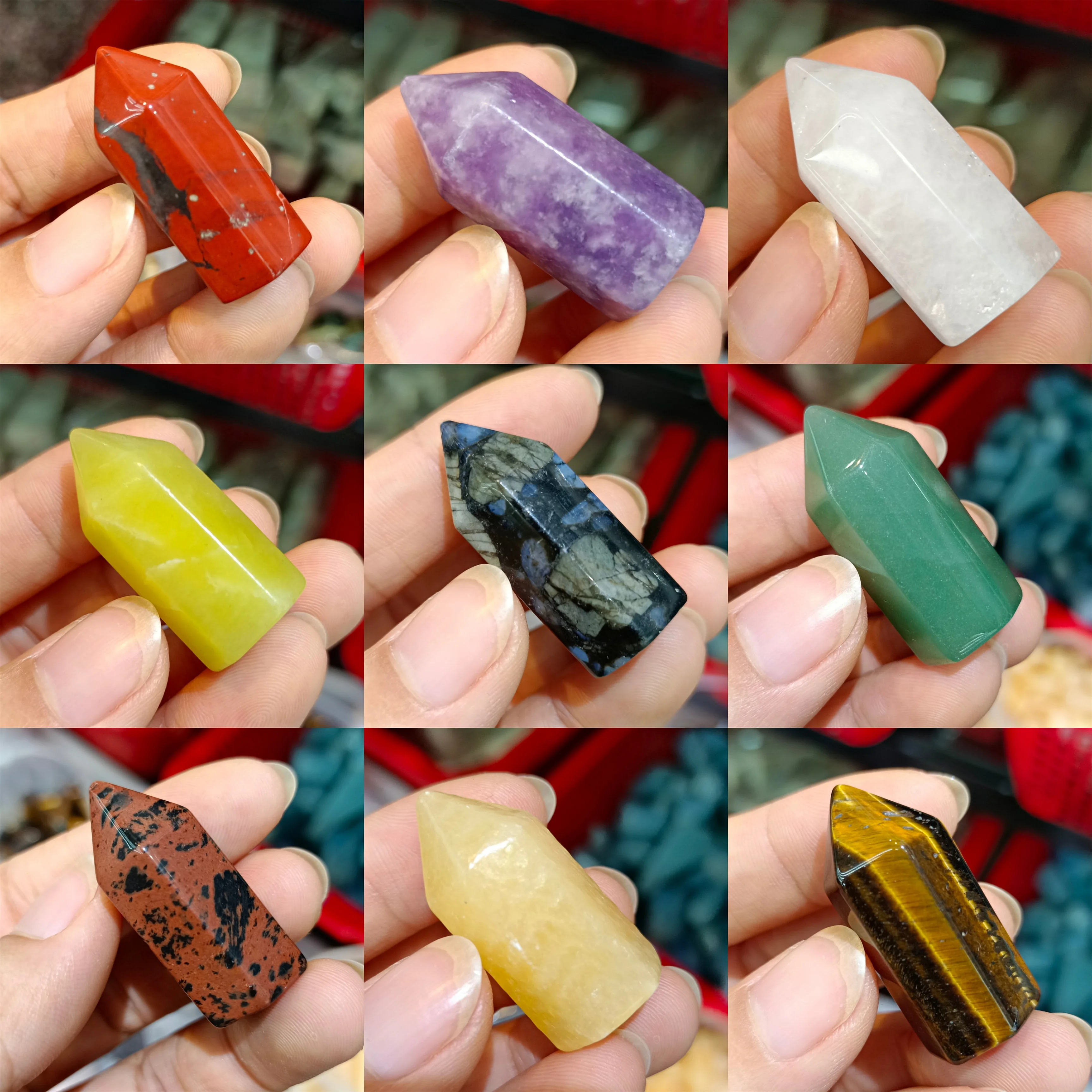 3-4cm Natural Various Crystal Quartz Little Column Mineral Specimen Reiki Healing Energy Meditation Gem Necklace Decoration