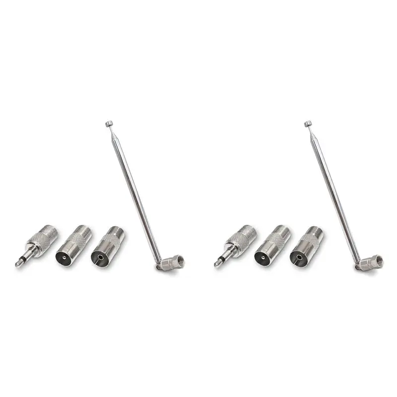 

AYHF 2Set Telescopic FM Radio Antenna Rod Antenna 3.5Mm Adapter MAV Stereo Receiver F Type Male Plug 7 Sections Antenna