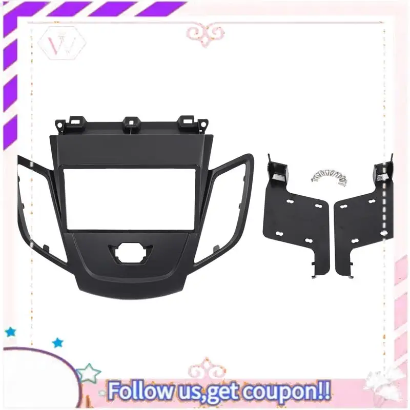 

A76T-Double Din Radio Fascia For FORD Fiesta 2008-2017 Panel Dash Mount Installation Trim Kit Face Black Frame GPS