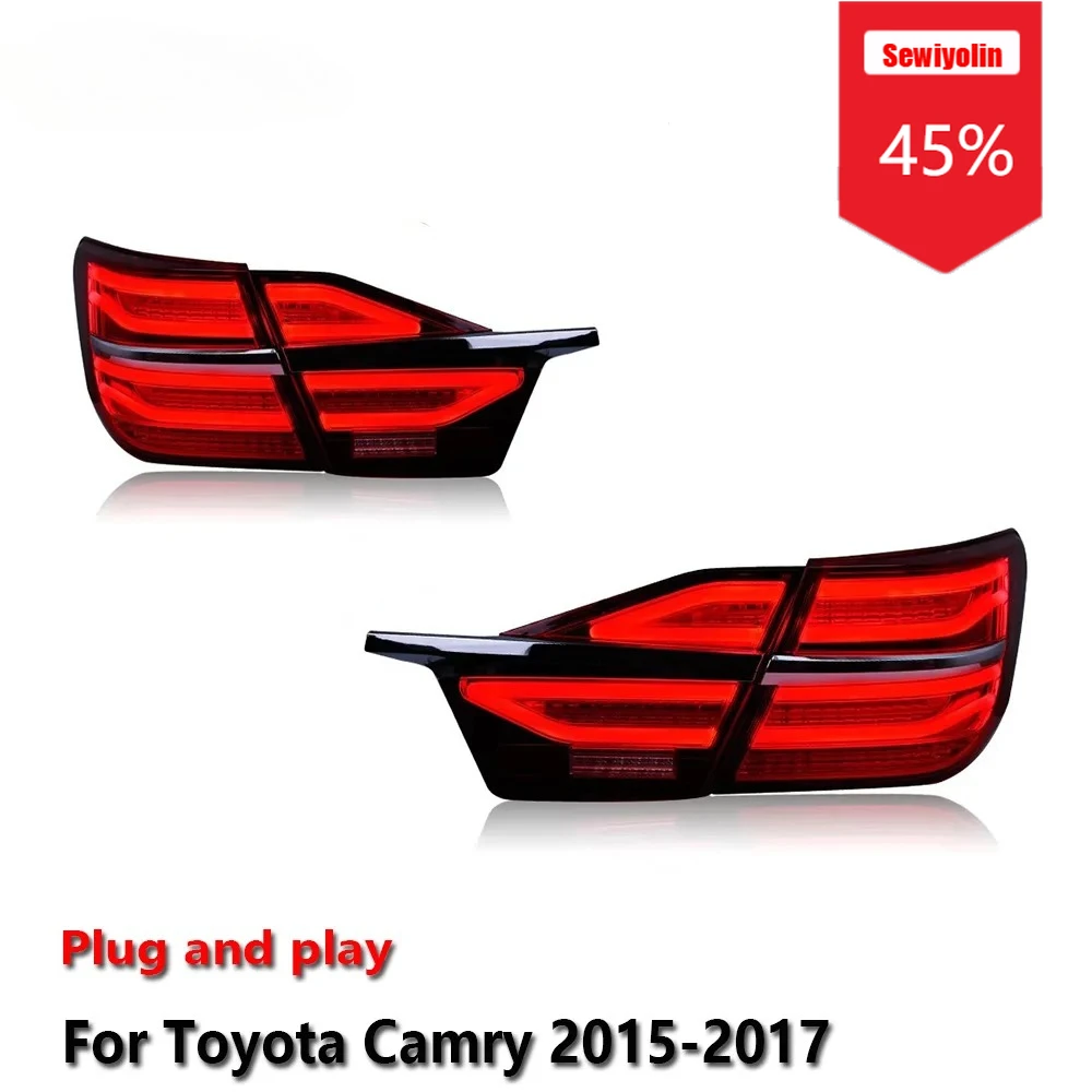 

Sewiyolin автомобильные светодиодные задние фонари в сборе для Toyota Camry 2015-2017 авто противотуманные DRL тормозные указатели поворота Plug and Play