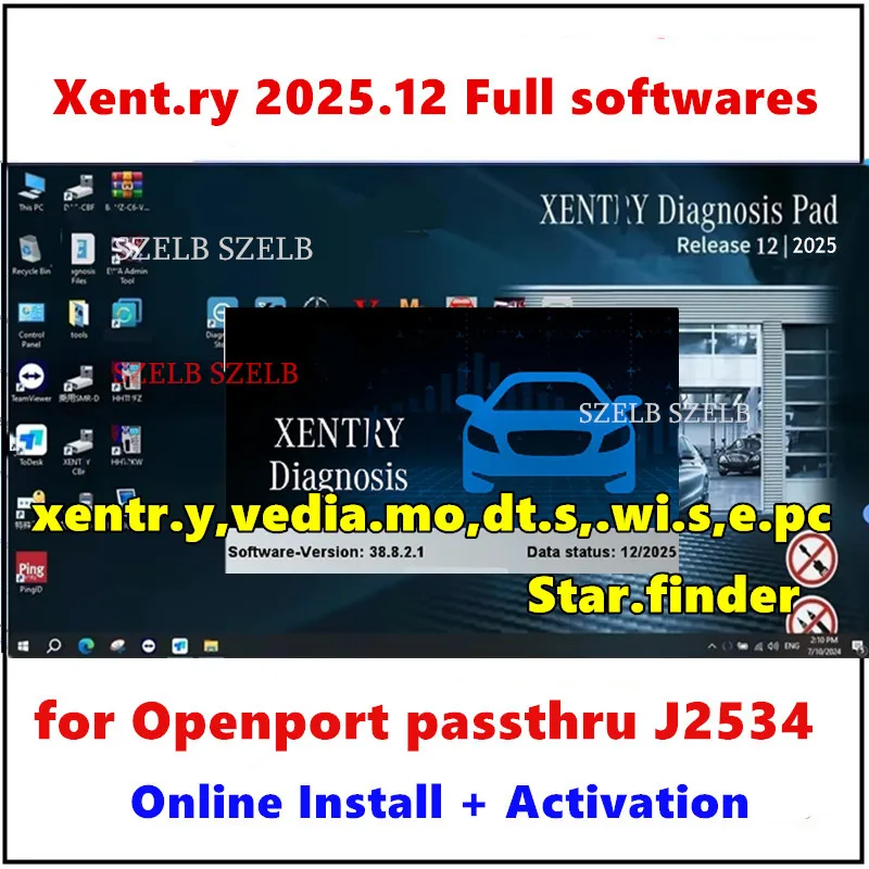Latest 2025.12 Xentry Full Softwares Vediamo DTS WIS EPC Starfinder Remote Installation for Tactrix Openport 2.0 J2534 Passthru