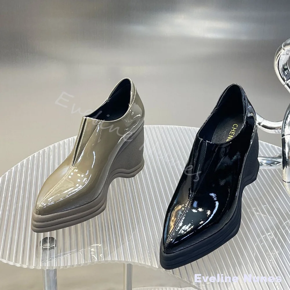 Patent Leather V Cut Pointed T - Women'S Fashion Layering 评论和价格