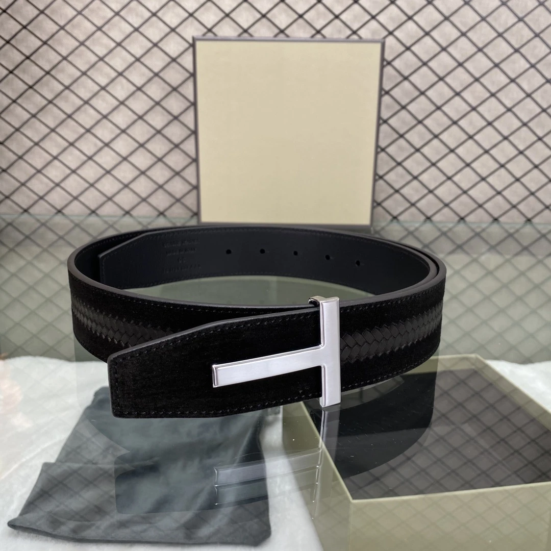 High Quality Luxury Goods Designer Men's Tom ceinture T-shaped Buckle Belt With Double-sided Use 38MM T Hardware Buckle Gift Box