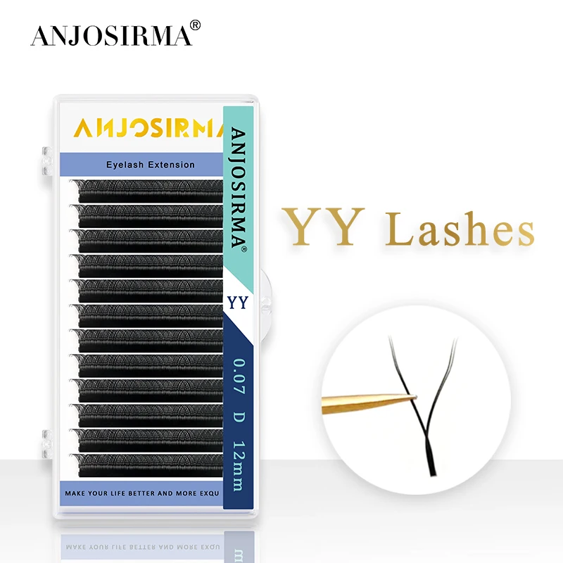 ANJOSIRMA YY Shape extension ciglia Premium C/D/DD Curl Black Y Lashes Premade Volume Fans forniture per ciglia individuali Makeu