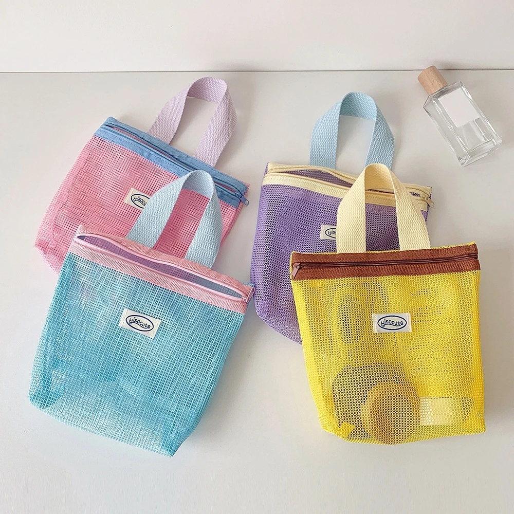 

Mesh Women Cosmetic Bag Student Stationery Skin Care Storage Bag Korean Storage Bag Transparent Makeup Brush Zipper Makeup Bag