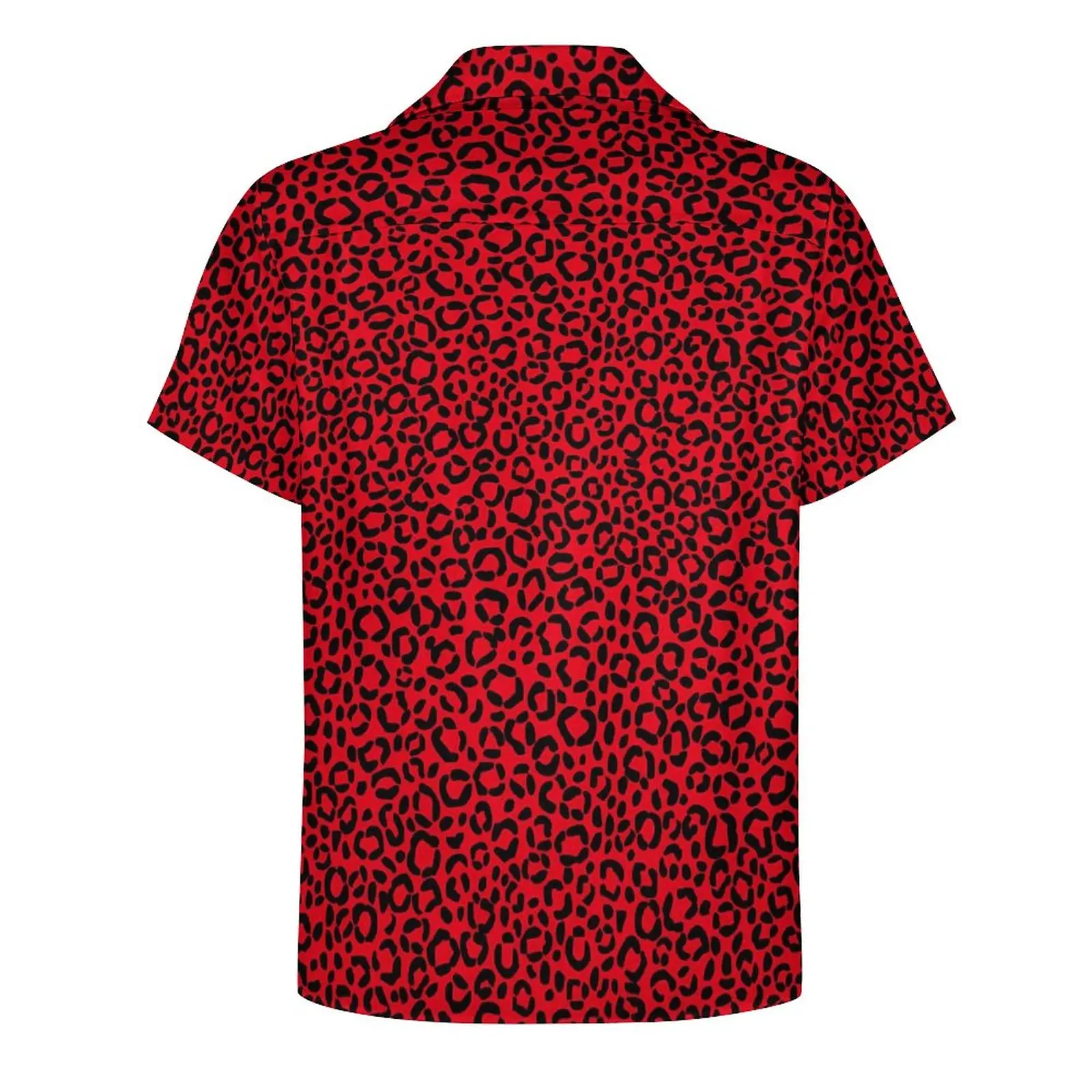 Leopard Spots Casual Shirts Red and Black Beach Shirt Summer Street Style Blouses Man Graphic Plus Size