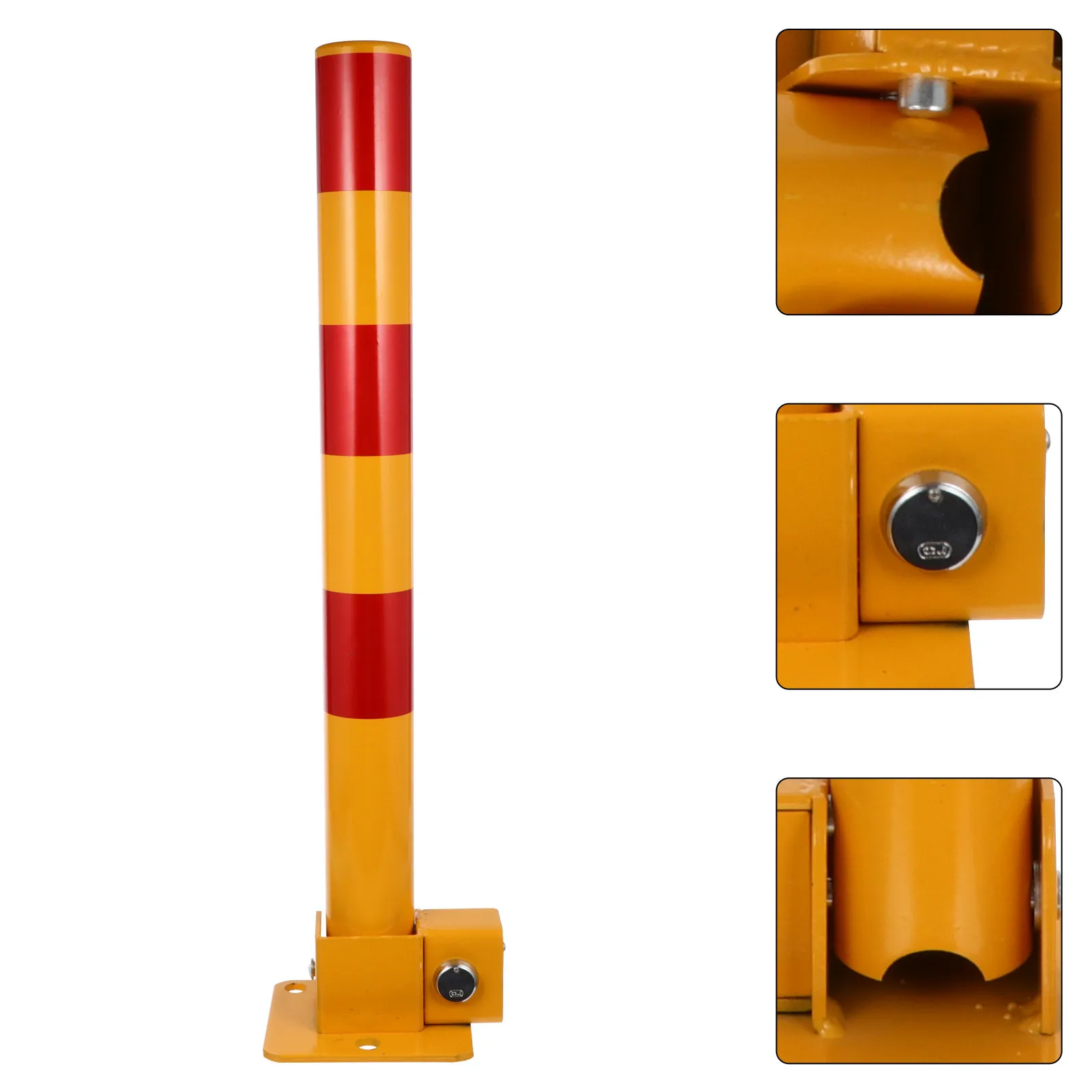 

Lockable Folding Parking Bollard Thickening Iron Tube Column Lock for Private Space Security Crash Barrier Road Parking Space