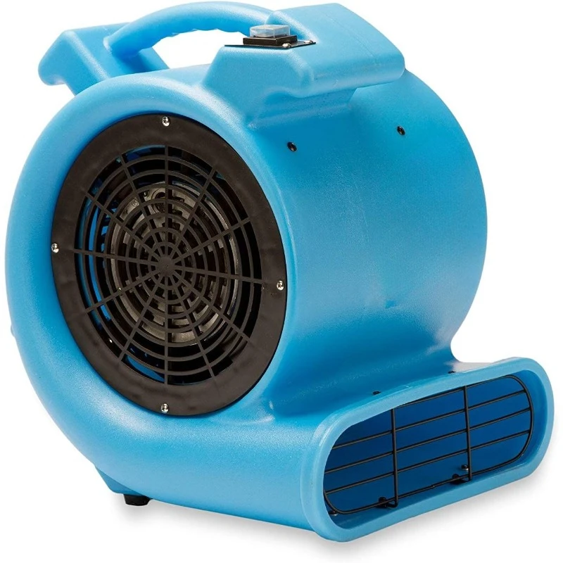 Durable Lightweight Air Mover Carpet Dryer Blower Floor Fan for Pro Janitorial Cleaner, Blue, 1 Pack