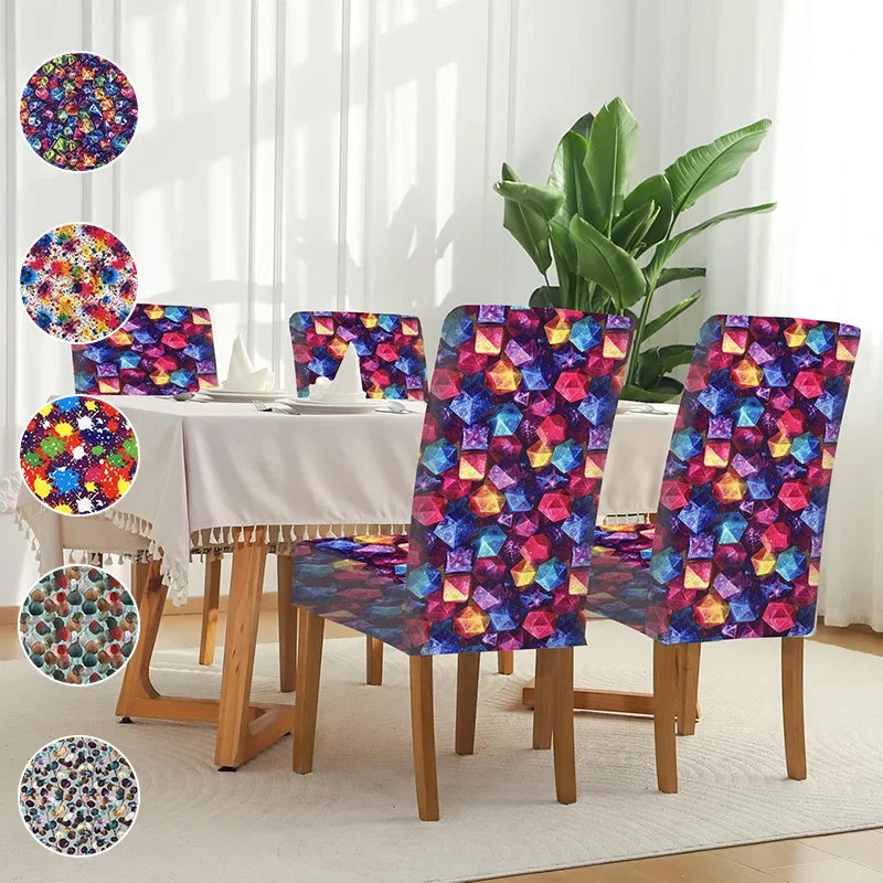 Stretch dining chair cover, dopamine stone sequin pattern, detachable machine wash dining chair cover