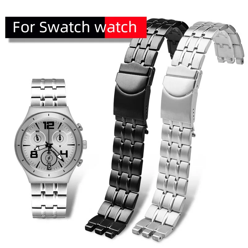 19mm for Swatch YCS YAS YGS IRONY Series Strap Solid Stainless Steel Watchband Men\'s /Women\'s Metal Bracelet Watch Accessories