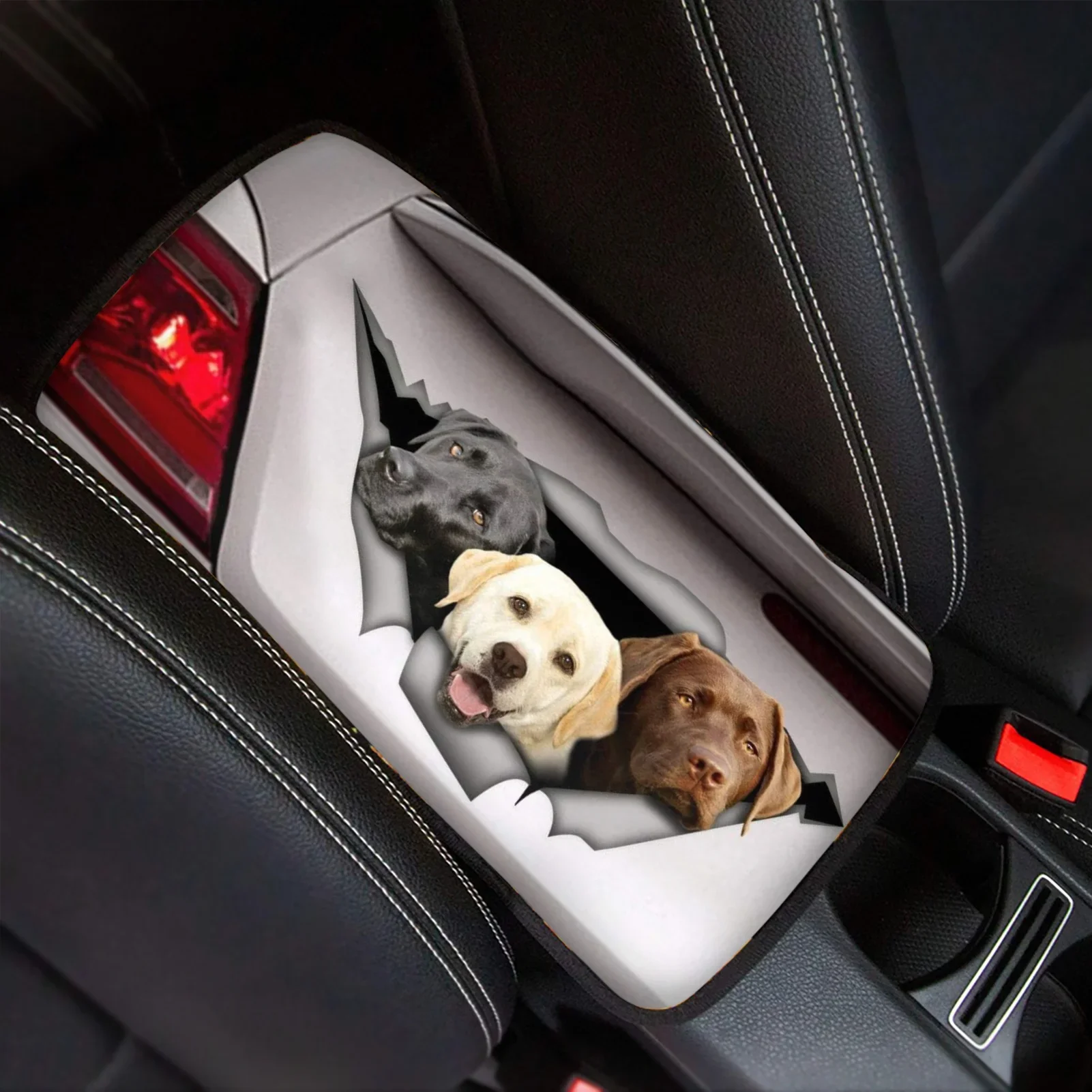 Funny Creative Animal Dog Pattern Anti-Slip Car Protector Car Center Cover Comfortable Car Armrest Cover Center Console Cover