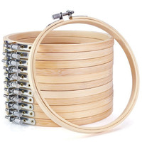 10pcs/Set Dia 10-30cm Wooden Embroidery Hoops Frame Set Bamboo Embroidery Hoop Rings For DIY Cross Stitch Needle Craft Tool