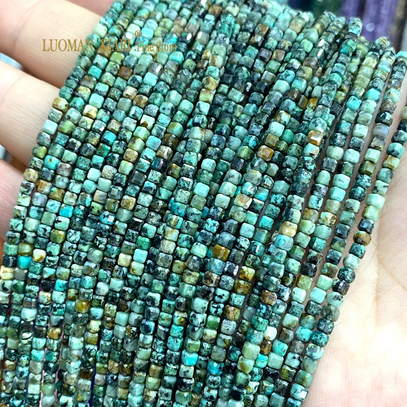 

2x2 3x3 мм квадратный граненый натуральный камень африканская бирюза свободная бусина-разделитель для изготовления ювелирных изделий Diy серьги браслет аксессуары