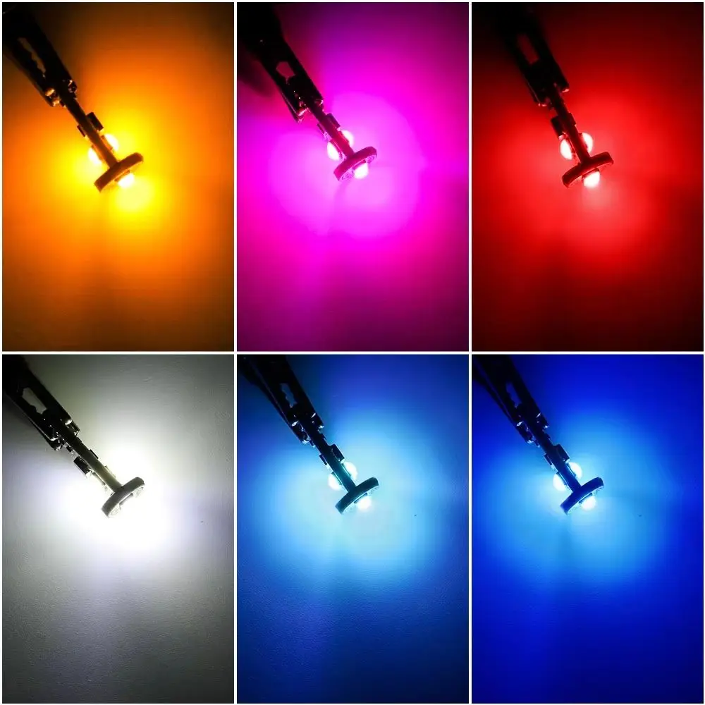 6Pcs Super Bright LED Car Parking Lights T10 W5W 3030 6SMD No Error License Plate Lights Universal Multicolor