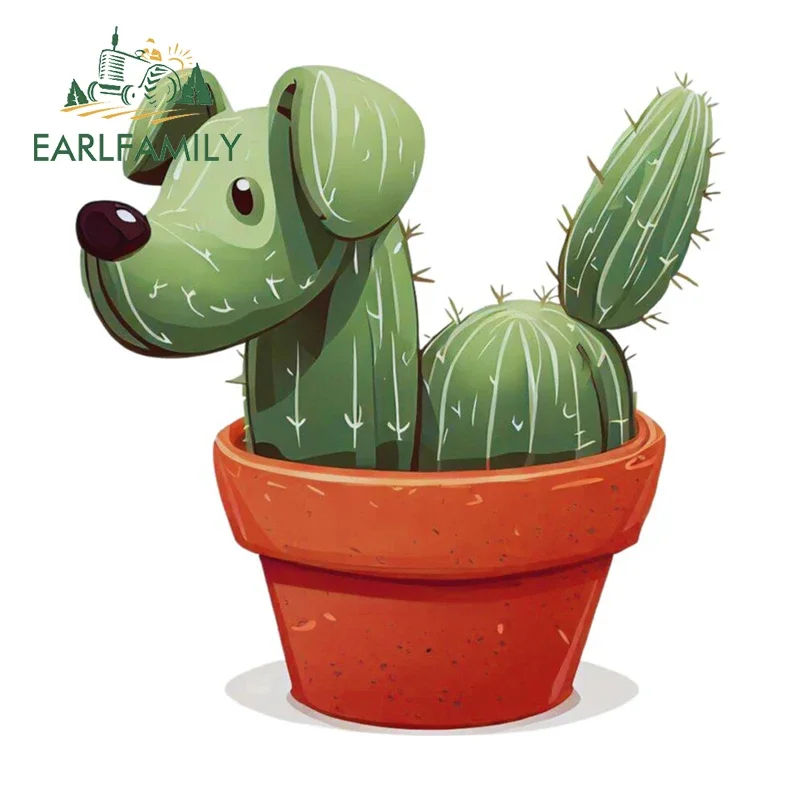 

EARLFAMILY 13cm x 12.6cm for Dog Cactus Car Sticker Humorous Car Styling Windshield Decal Funny Racing Drifting Car Accessories