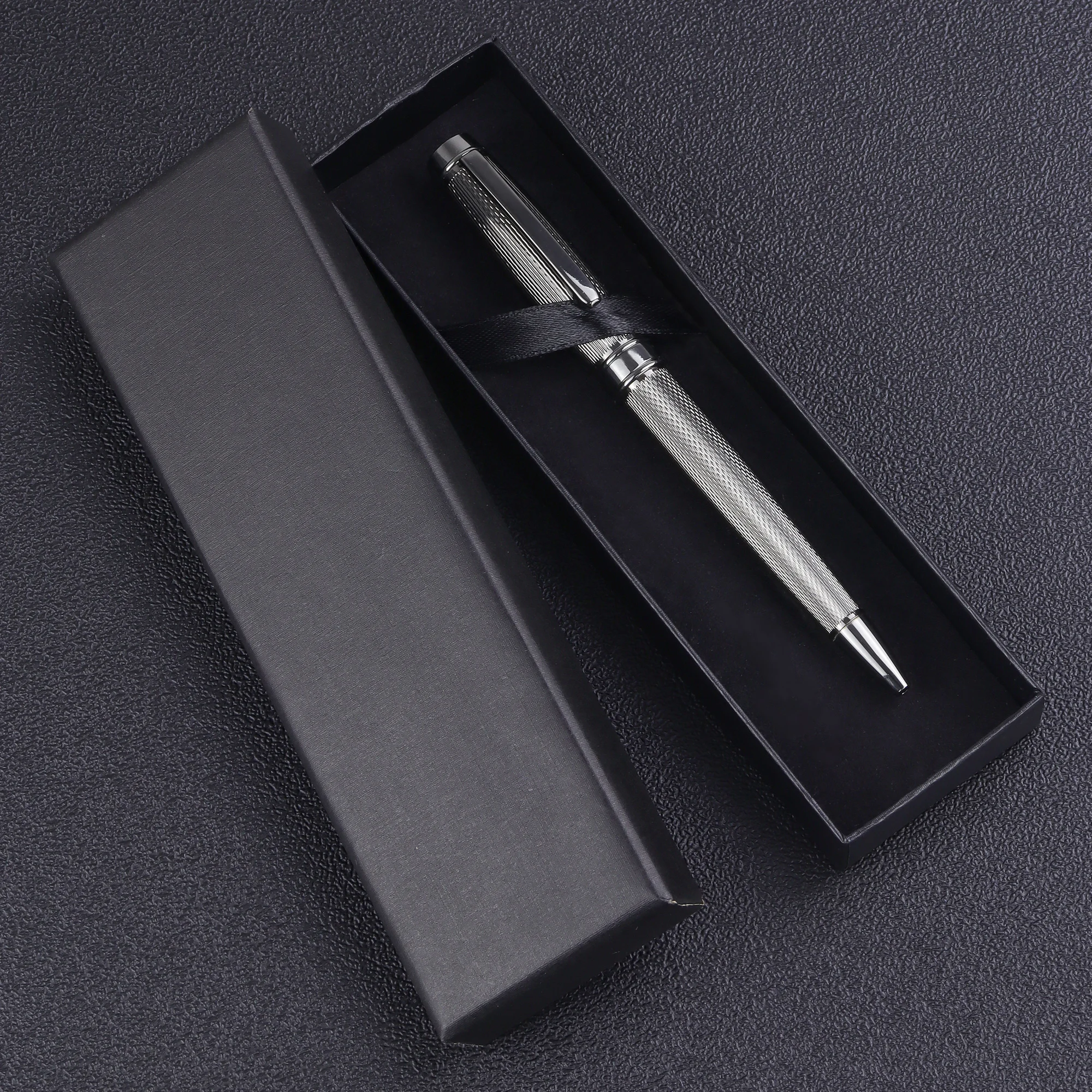 

Gift Box Packaging High-end Silvery Metal Ballpoint Pen School Business Office Signature Pen Writing Student Stationery Supplies