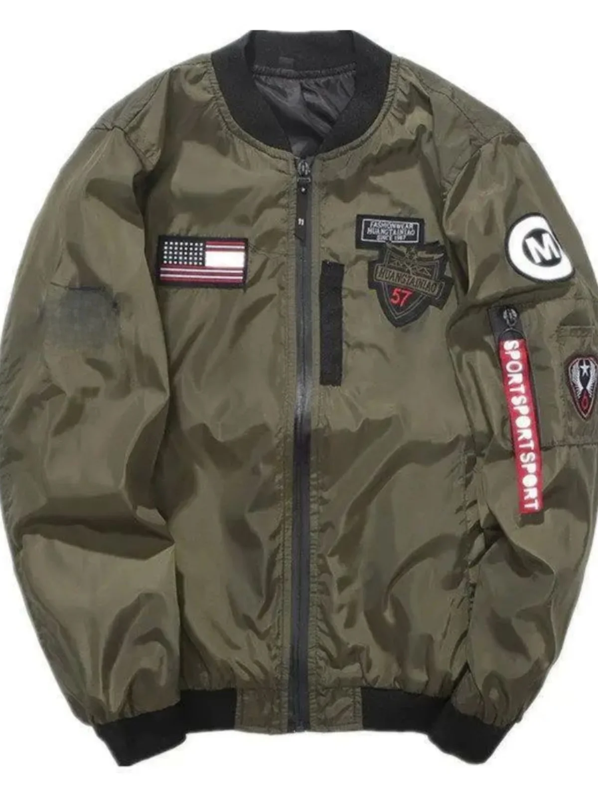 

Мужская тонкая повседневная куртка-бомбер на молнии с длинными рукавами, молодежная модная осенняя верхняя одежда, приталенный крой