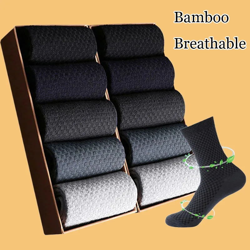 Meias masculinas de fibra de bambu, meias masculinas de tornozelo, respirável, preto, alta qualidade, verão, inverno, negócios, 5 pares