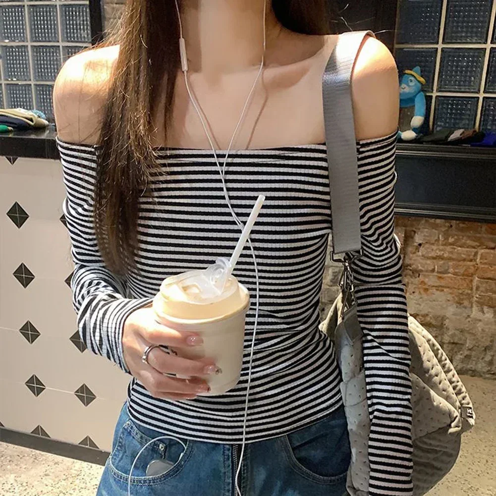 

Casual Outing Black Black And White Striped Shirt Casual Club Wear Top Long Sleeve Casual Wear Polyester Fabric