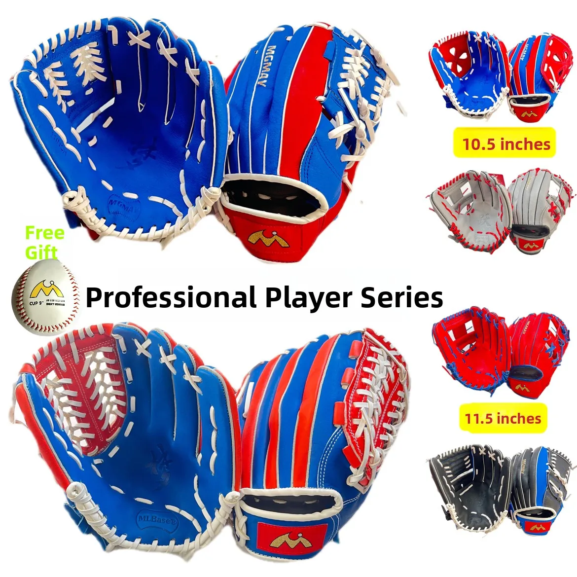 

Profional Leather Baseball Glove for Children And Adults MGMAY Brand Pigskin Sofall Gloves Sports Class Club Player Level