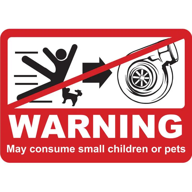 RuleMyLife 8.8*6.2cm Cartoon TURBO WARNING Retro-reflective Fashion Decals Car Sticker C1-8134