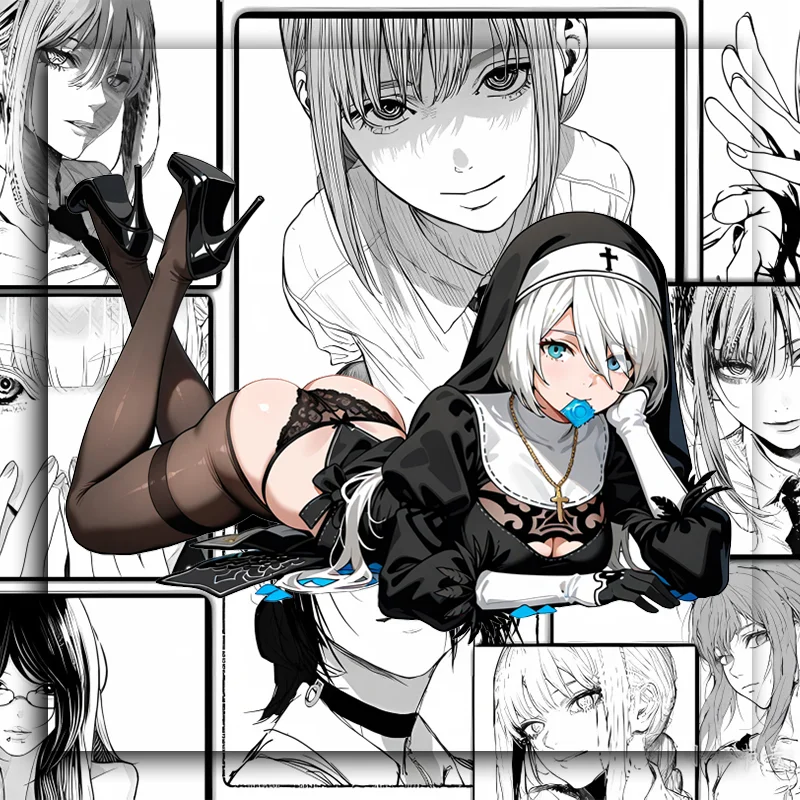 EARLFAMILY Marin Lying Legs Up Vinyl Decal Creative Anime Nun Motorcycle Helmet Decal Graphics Snowboard Fine Tumbler Car Label
