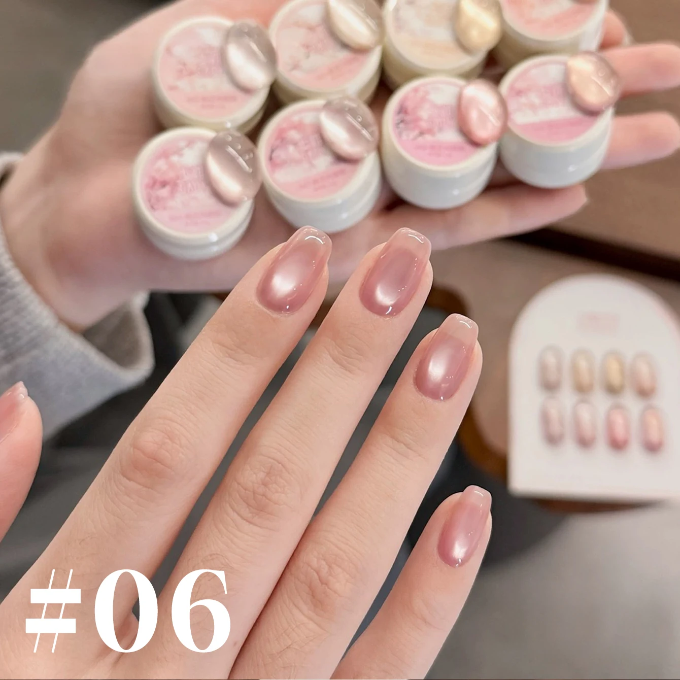 MIANEL Peach Blossom Villa Cat Eye Gel Polish Nude Pink with Super Sparkle Glass Bead Finish Brightening Formula Trending 2026