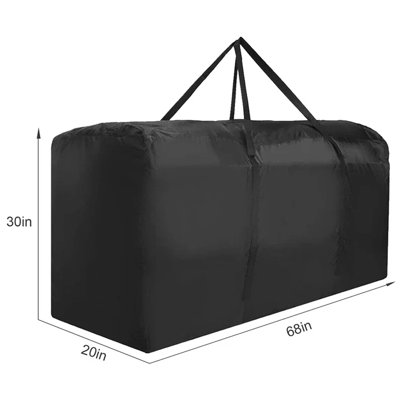 Solid Black Large Waterproof Storage Handbag for Garden Furniture Cushions Outdoor Storage with Handle