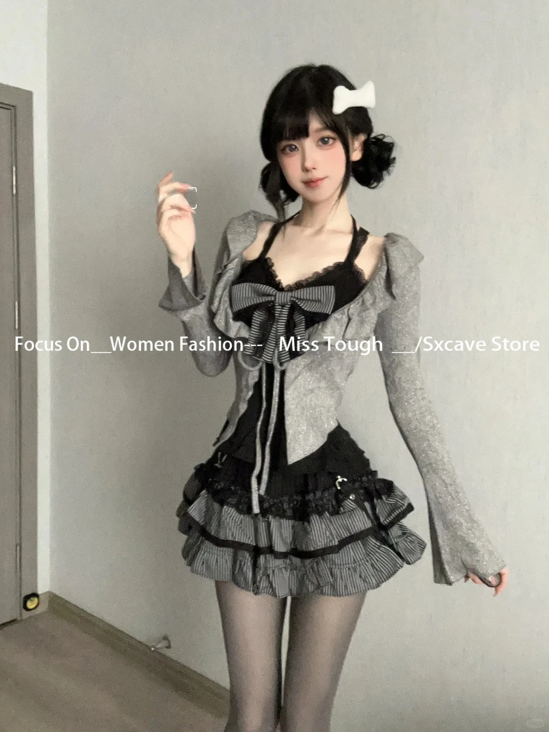 Amrican Vintage Suits Women Knitted Cardigan + Y2k Corset Vest + Mini Skirts Japanese Kawaii Lolita 3 Piece Dress Sets Korean