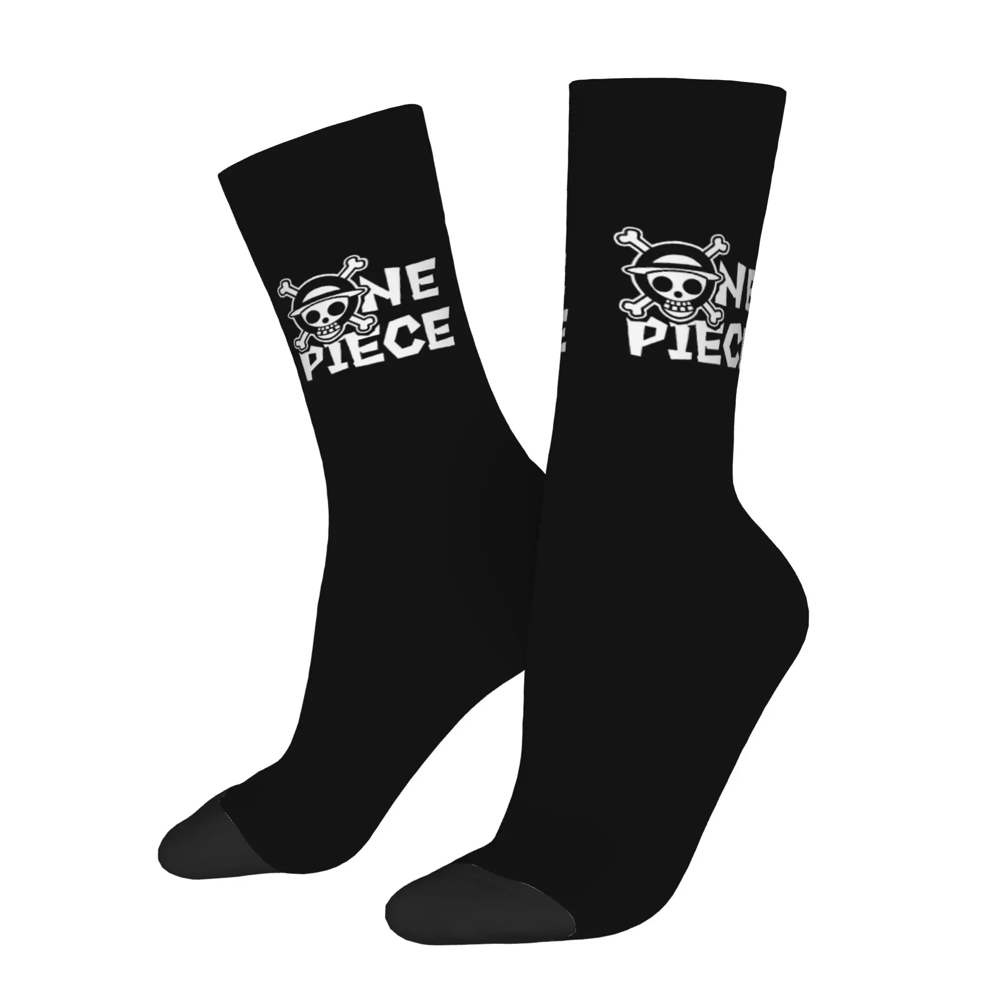 Funny Sock One Piece One Piece Classic Logo Rock Seamless Pattern Printed Men Socks Casual Men's Socks